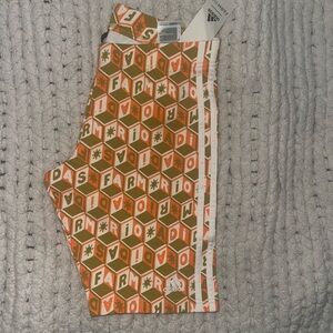 Adidas Hexagon Patterned Shorts in Orange and Green